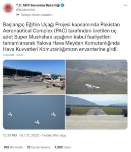 Turkey bought 3 jets from pakistan